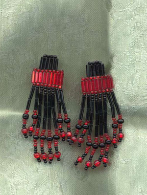 Red and black Minoan earrings.